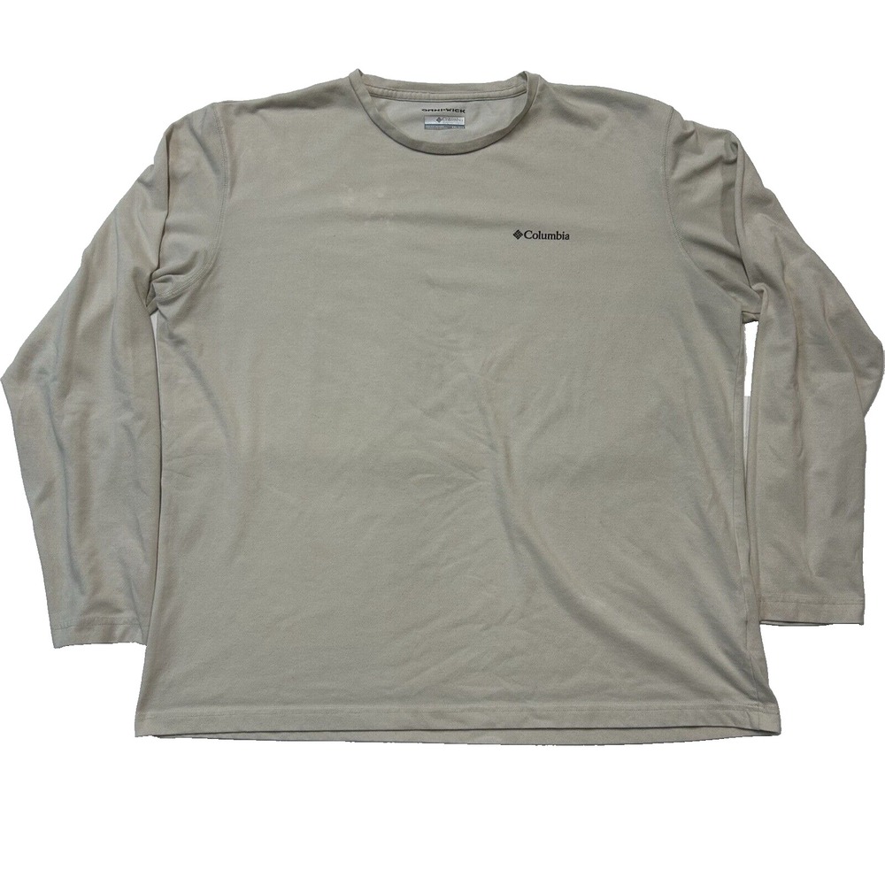 Columbia Omni-Wick Shirt Men's 2XL XXL Beige Breathable‎ Long Sleeve Work *SPOTS